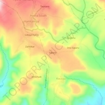 Sapara topographic map, elevation, terrain