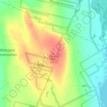 Copicut Hill topographic map, elevation, terrain