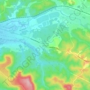 Champagney - Le Bas des Côtes topographic map, elevation, terrain