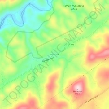 Blackwell topographic map, elevation, terrain