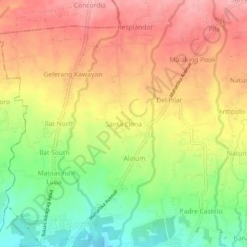 Santa Elena topographic map, elevation, terrain