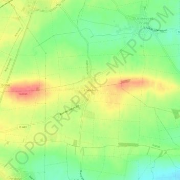 Chazelles topographic map, elevation, terrain