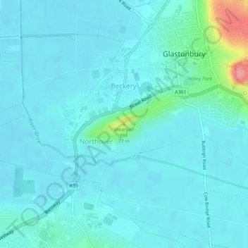 Wearyall Hill topographic map, elevation, terrain