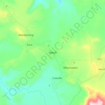 Naledi topographic map, elevation, terrain