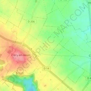 Le Tillay topographic map, elevation, terrain