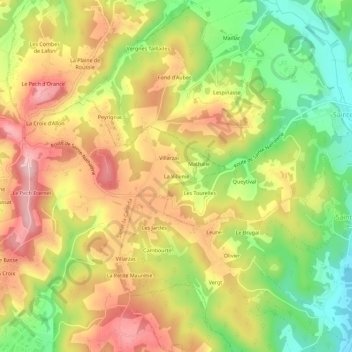 La Villenie topographic map, elevation, terrain