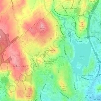 Westchester topographic map, elevation, terrain