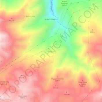 Bugjon topographic map, elevation, terrain