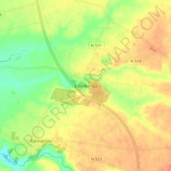 Edenberga topographic map, elevation, terrain
