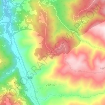 Tekkeköy topographic map, elevation, terrain