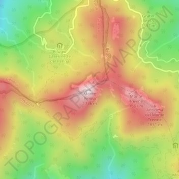 Monte Penna topographic map, elevation, terrain