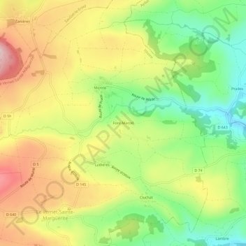 Font-Marcel topographic map, elevation, terrain