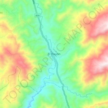 El Playón topographic map, elevation, terrain