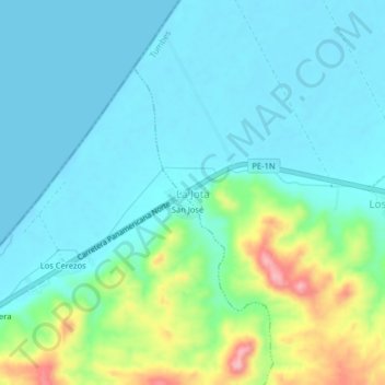 La Jota topographic map, elevation, terrain