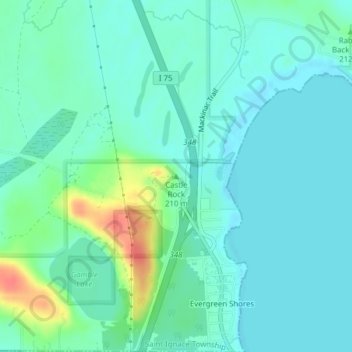 Castle Rock topographic map, elevation, terrain