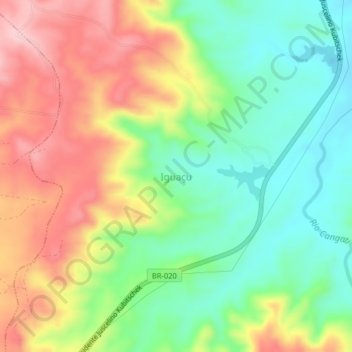 Iguaçu topographic map, elevation, terrain