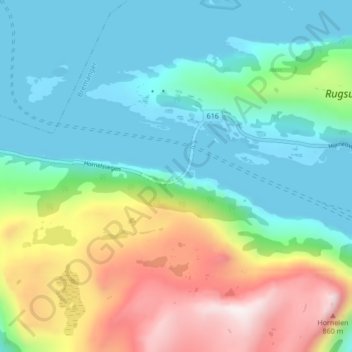 Klubben topographic map, elevation, terrain