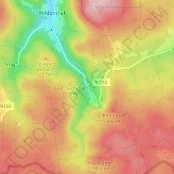 Oberwildenthal topographic map, elevation, terrain