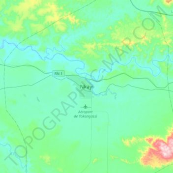 Nkayi topographic map, elevation, terrain