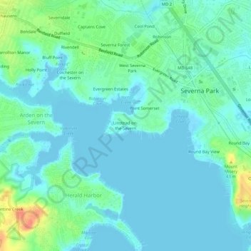 Linstead-on-the-Severn topographic map, elevation, terrain