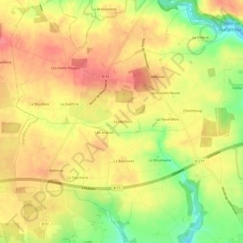 Le Hardas topographic map, elevation, terrain
