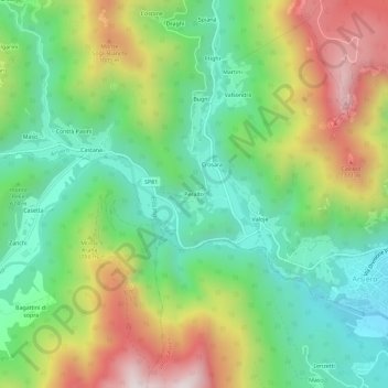 Peralto topographic map, elevation, terrain