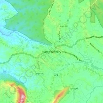 Sultan Bathery topographic map, elevation, terrain