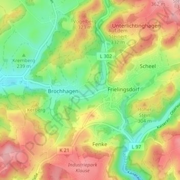 Oberbrochhagen topographic map, elevation, terrain