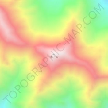 Hemis topographic map, elevation, terrain