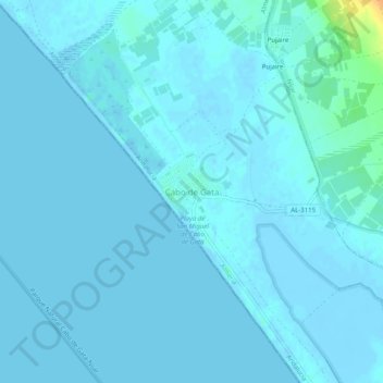 Cabo de Gata topographic map, elevation, terrain