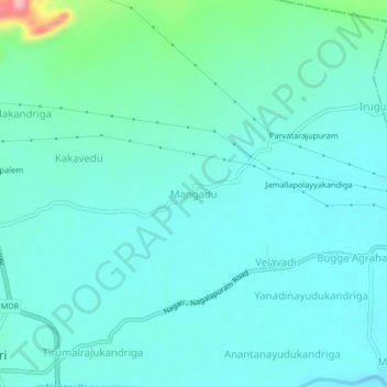 Mangadu topographic map, elevation, terrain