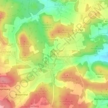Bergstein topographic map, elevation, terrain