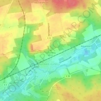 Haberberg topographic map, elevation, terrain