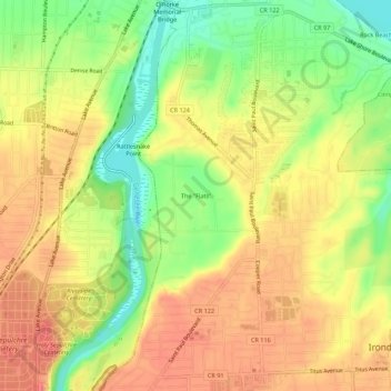 The "Flats" topographic map, elevation, terrain