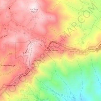 Little Switzerland topographic map, elevation, terrain