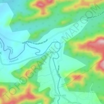 Pudur topographic map, elevation, terrain