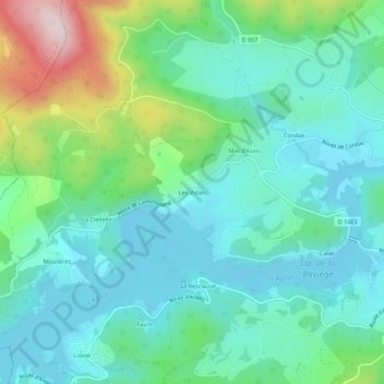 Les Vidals topographic map, elevation, terrain