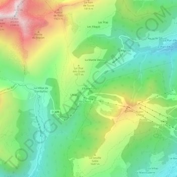 L'Encrenaz topographic map, elevation, terrain