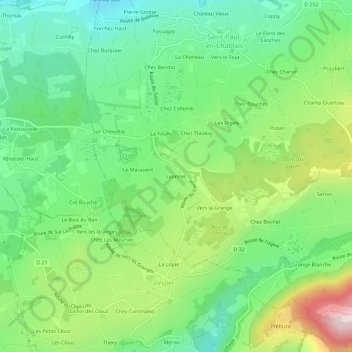 Lyonnet topographic map, elevation, terrain