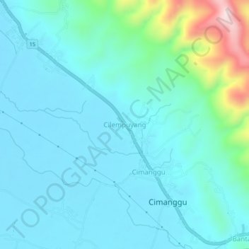 Cilempuyang topographic map, elevation, terrain