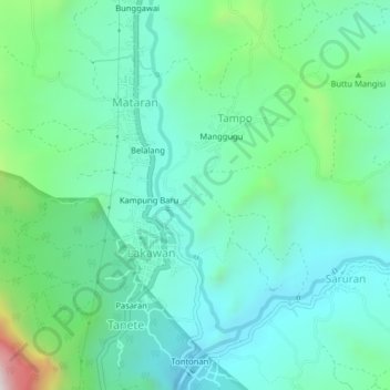 Tampo topographic map, elevation, terrain