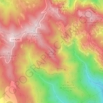 Serralta topographic map, elevation, terrain