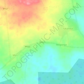 Keke topographic map, elevation, terrain