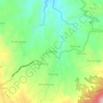 Simpang topographic map, elevation, terrain