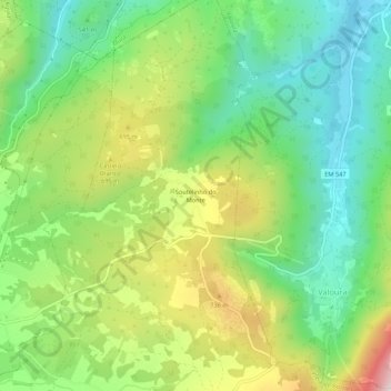 Soutelinho do Monte topographic map, elevation, terrain
