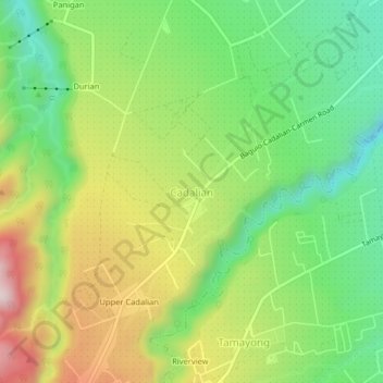 Cadalian topographic map, elevation, terrain