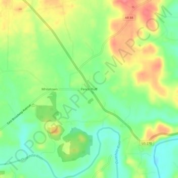 Pencil Bluff topographic map, elevation, terrain