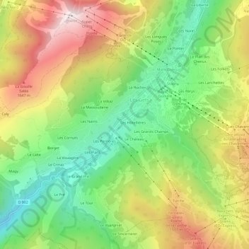 Les Pesses topographic map, elevation, terrain