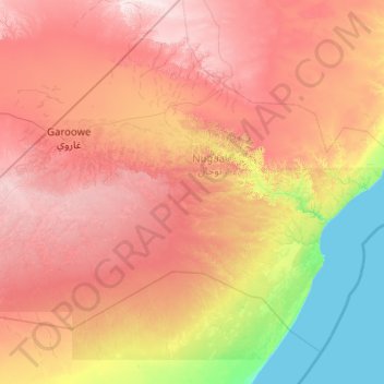 Nugaal topographic map, elevation, terrain