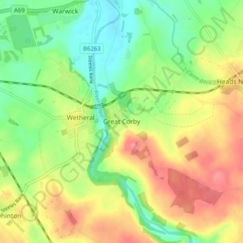 Great Corby topographic map, elevation, terrain